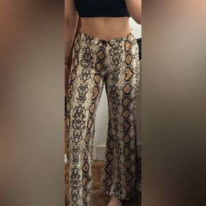 Snakeskin pattern flared pants